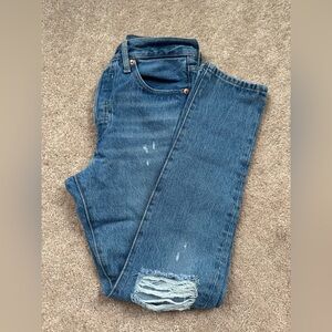 Levi's Distressed Blue Straight Leg Jeans